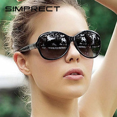 SIMPRECT Round Sunglasses Women 2019 Black Oversized Sunglasses Retro Vintage Big Sun Glasses Shades For Women Zonnebril Dames