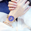 BEE Luxury Women Watch Fashion Elegant Magnet Buckle Vibrato Purple Ladies Wristwatch Starry Sky Roman Numeral Gift Clock