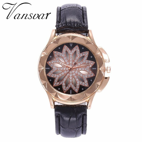 Best Selling Fashion Women Rose Gold Flower Rhinestone Watch Luxury Casual Female Quartz Watch Relogio Feminino Drop Shipping