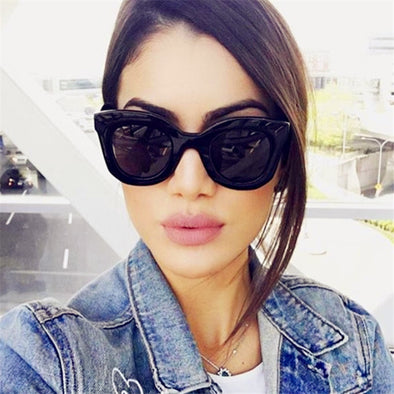 CURTAIN 2019 Fashion Design Cat Eye Sunglasses Women Sun Glasses Mirror Gradient Lens Retro Gafas Eyewear Oculos de sol UV400