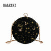 2019Starry sky Circular Fashion Suede Shoulder Bag Chain belt Women's Crossbody Messenger Bags Ladies Purse Female Round Handbag