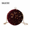 2019Starry sky Circular Fashion Suede Shoulder Bag Chain belt Women's Crossbody Messenger Bags Ladies Purse Female Round Handbag